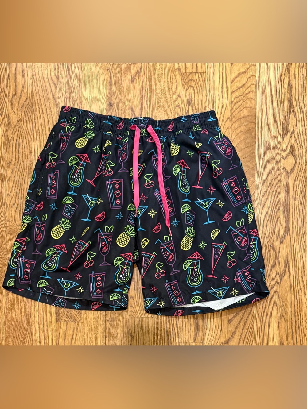 Tipsy Elves Black Neon Cocktail Swim Trunks